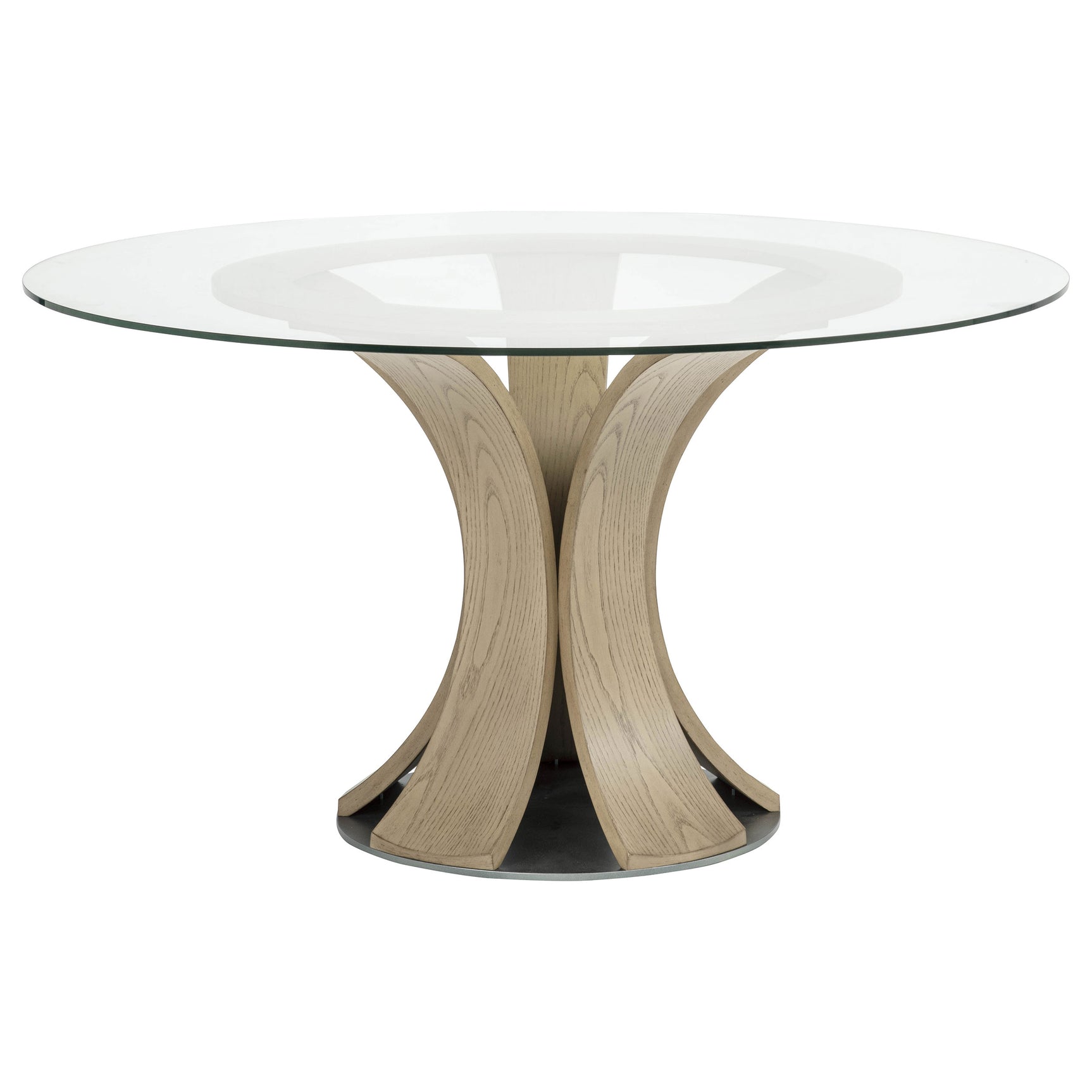 Naser Light Oak 48-inch Round Glass Top Dining Table - Ornate Home