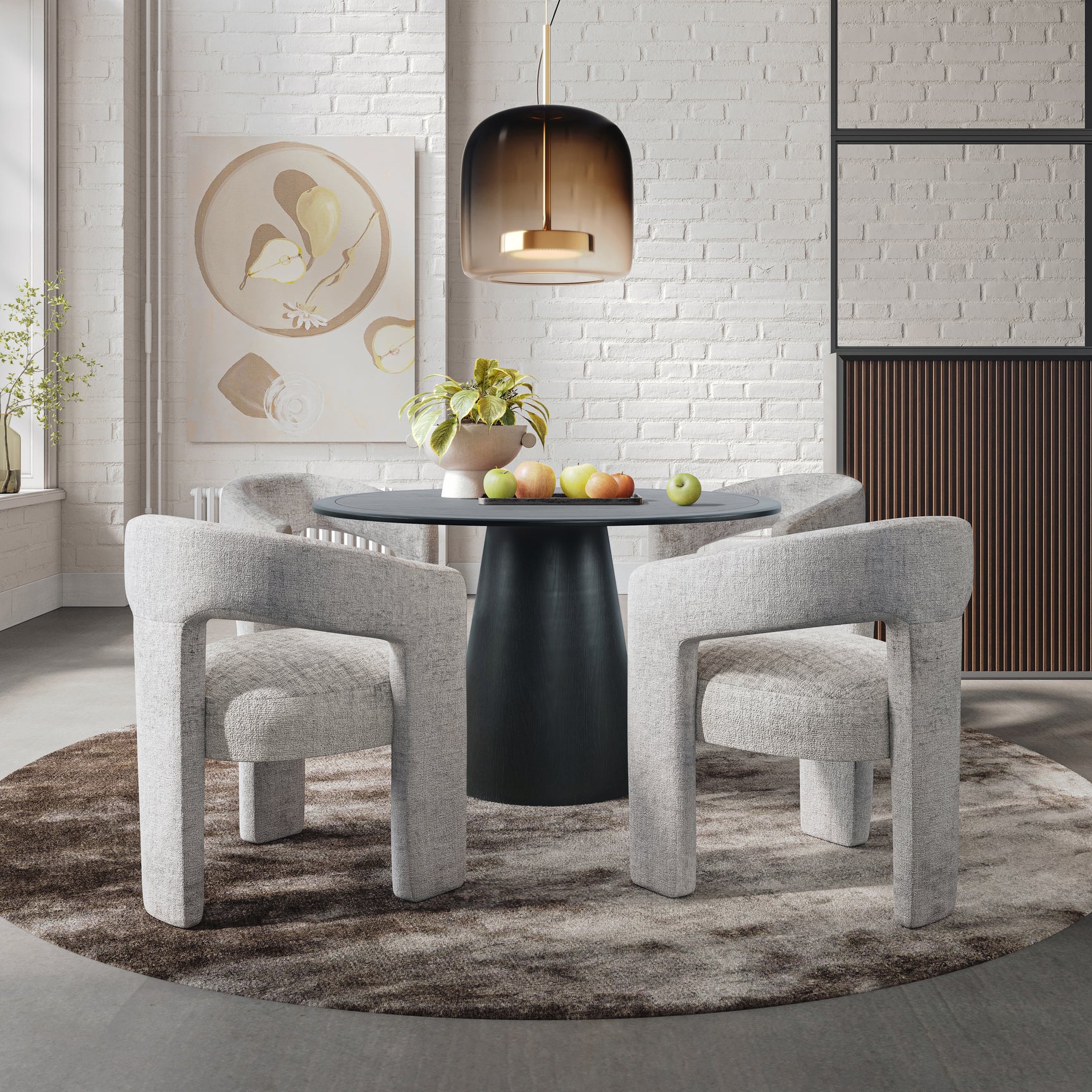 Nash Black/Grey Dining Table w/ 4 Gwen Chairr - Ornate Home
