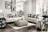 Nash Ivory/Navy Ottoman - Ornate Home
