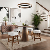 Nash Walnut Counter Table w/ 4 Wes Backless Stools - Ornate Home