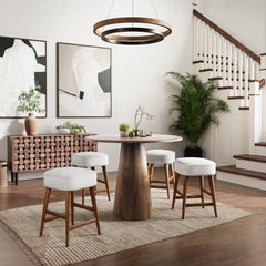 Nash Walnut Counter Table w/ 4 Wes Backless Stools - Ornate Home
