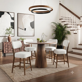 Nash Walnut Counter Table w/ 4 Wes Stools - Ornate Home