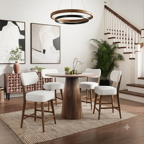 Nash Walnut Counter Table w/ 4 Wes Stools - Ornate Home