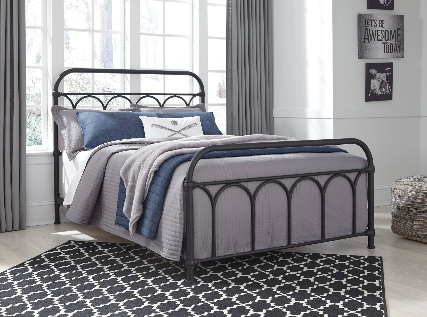 Nashburg Black Full Metal Bed (Online Special Price) - Ornate Home
