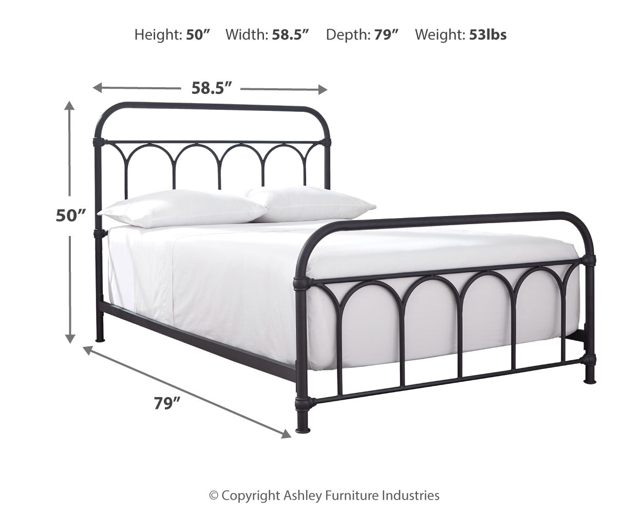 Nashburg Black Full Metal Bed (Online Special Price) - Ornate Home