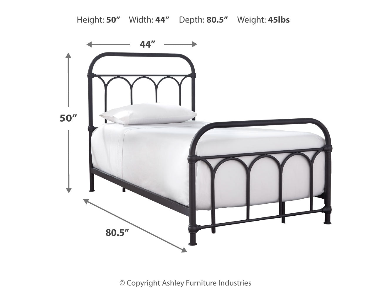 Nashburg Black Twin Metal Bed (Online Special Price) - Ornate Home