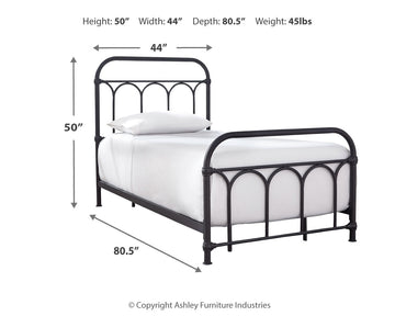 Nashburg Black Twin Metal Bed - Ornate Home
