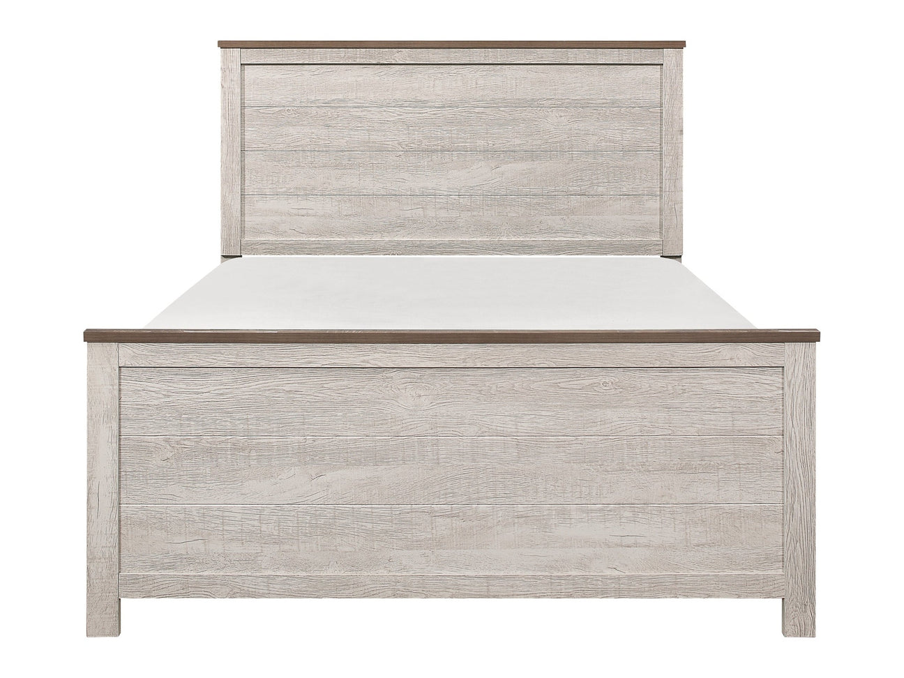 Nashville Antique White/Brown Queen Bed - Ornate Home