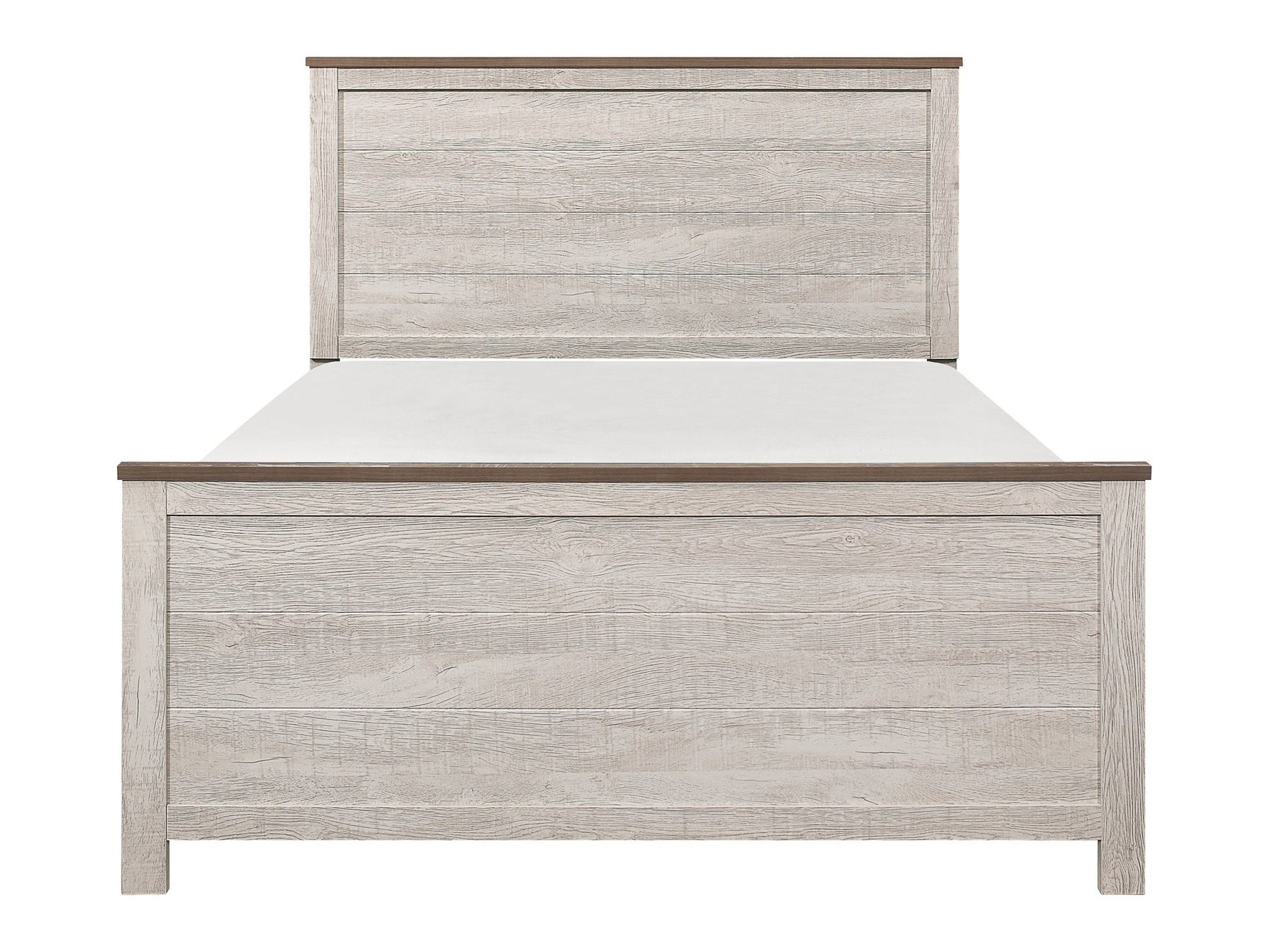 Nashville Antique White/Brown Queen Bed - Ornate Home