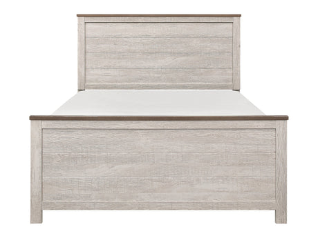 Nashville Antique White/Brown Queen Bed - Ornate Home