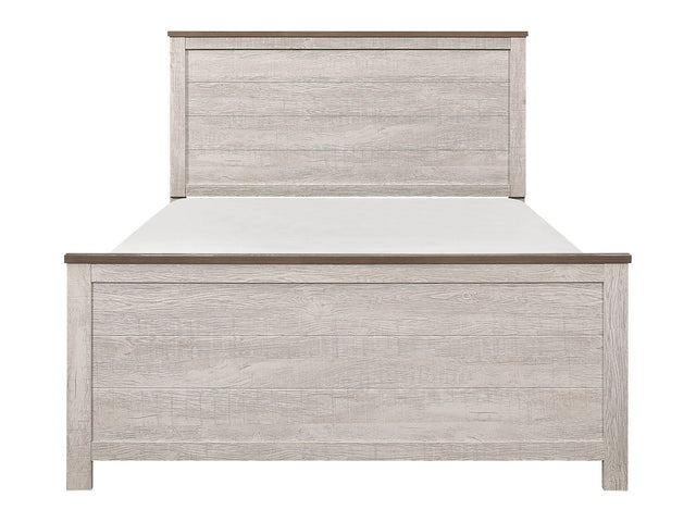 Nashville Antique White/Brown Queen Bed - Ornate Home