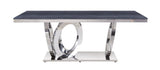 Nasir Gray Faux Marble & Mirrored Stainless Steel Dining Table - Ornate Home