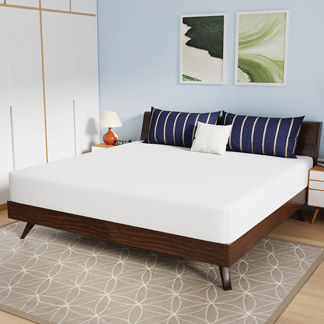 Nasturtium White 10" E.King Bamboo Charcoal Infused Memory Foam Mattress - Ornate Home