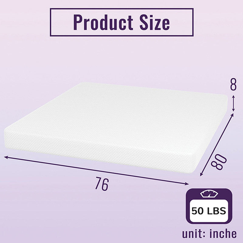Nasturtium White 8" E.King Bamboo Charcoal Infused Memory Foam Mattress - Ornate Home