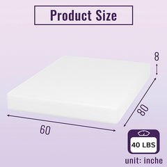 Nasturtium White 8" Queen Bamboo Charcoal Infused Memory Foam Mattress - Ornate Home