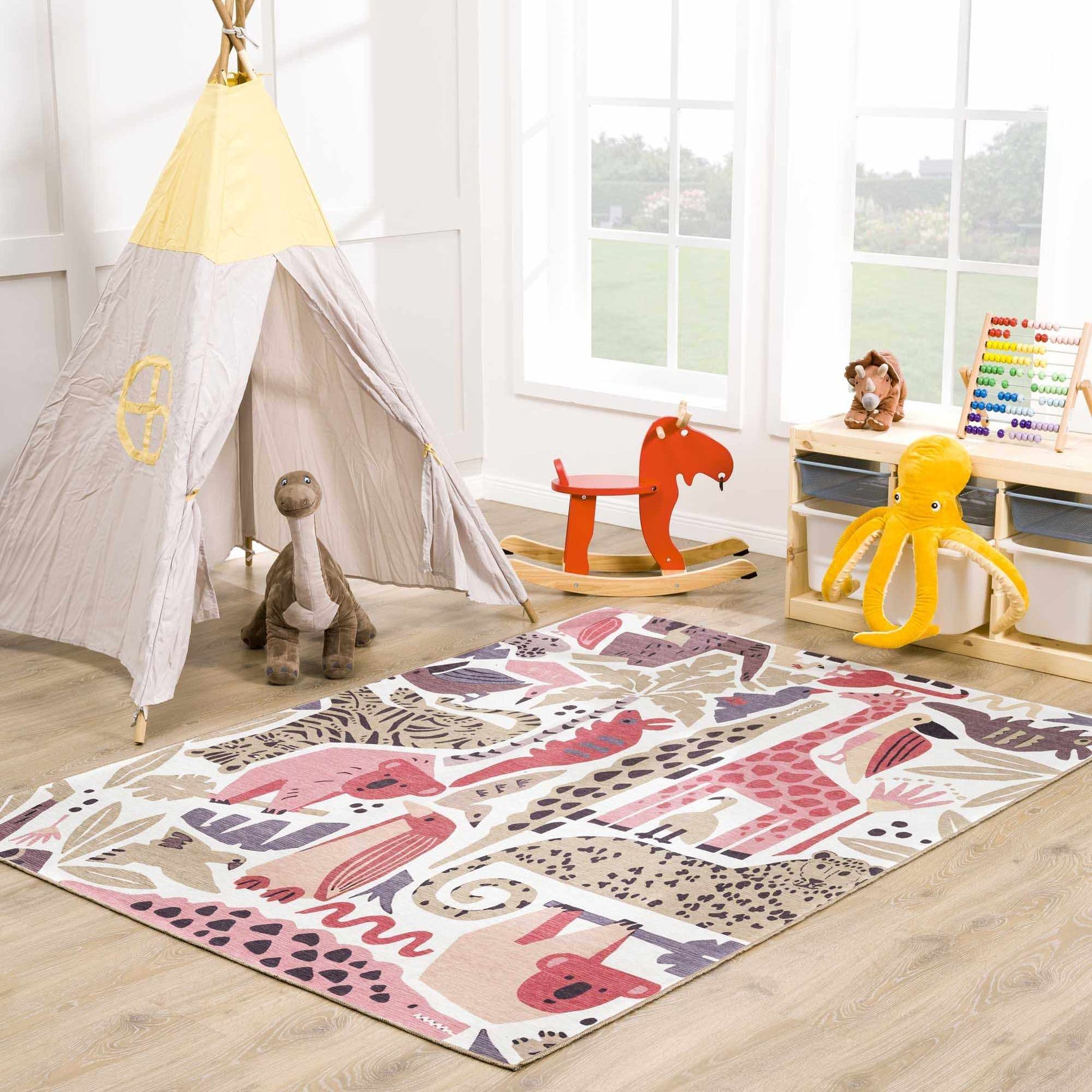 Natal Animal Print Washable Kids Rug - Clearance - Ornate Home