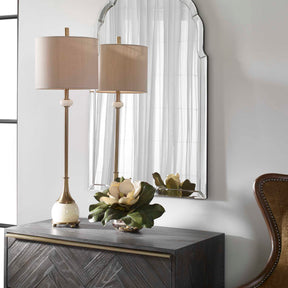 Natania Plated Brass Buffet Lamp - Ornate Home