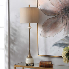 Natania Plated Brass Buffet Lamp - Ornate Home