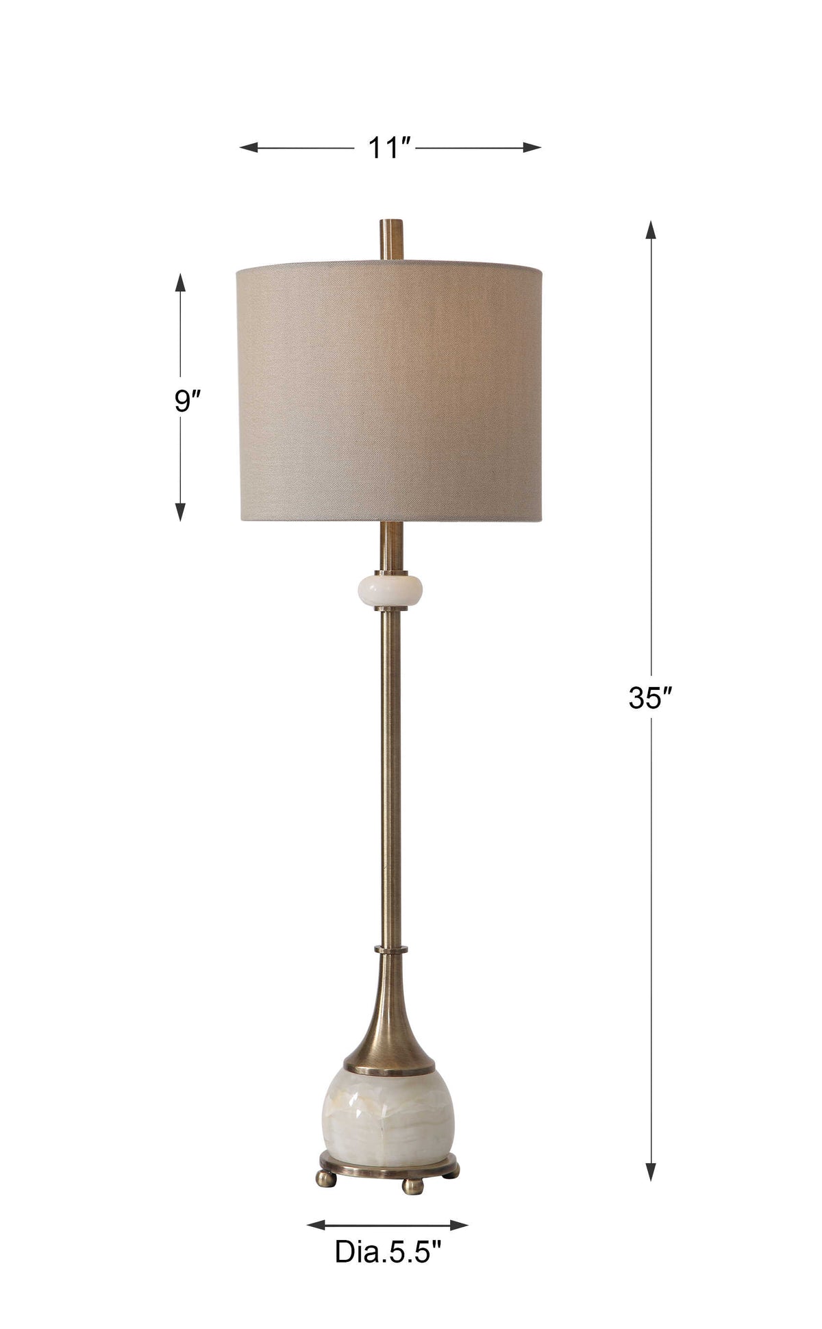 Natania Plated Brass Buffet Lamp - Ornate Home