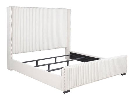 Natasha Cream California King Upholstered Wingback Bed - Ornate Home