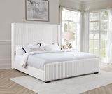 Natasha Cream California King Upholstered Wingback Bed - Ornate Home