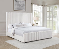 Natasha Cream California King Upholstered Wingback Bed - Ornate Home