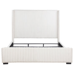 Natasha Cream California King Upholstered Wingback Bed - Ornate Home