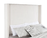 Natasha Cream California King Upholstered Wingback Bed - Ornate Home