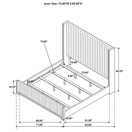 Natasha Cream California King Upholstered Wingback Bed - Ornate Home