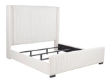 Natasha Cream Eastern King Upholstered Wingback Bed - Ornate Home