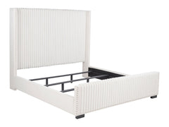 Natasha Cream Eastern King Upholstered Wingback Bed - Ornate Home