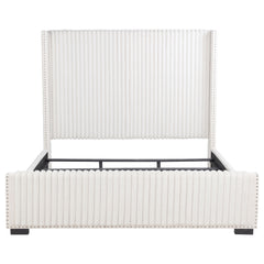 Natasha Cream Eastern King Upholstered Wingback Bed - Ornate Home