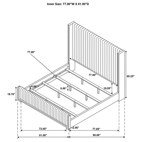 Natasha Cream Eastern King Upholstered Wingback Bed - Ornate Home