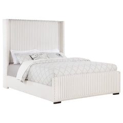 Natasha Cream Queen Upholstered Wingback Bed - Ornate Home