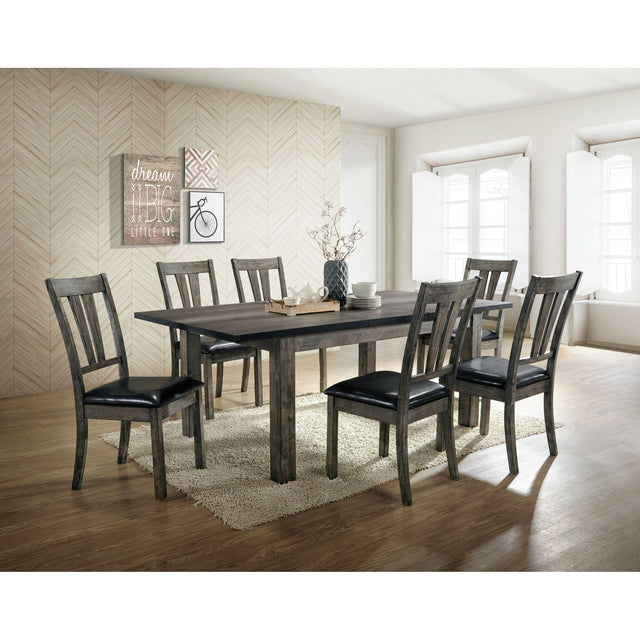 Nathan Grey Oak 7-Piece Dining Set with Padded Seats - Ornate Home