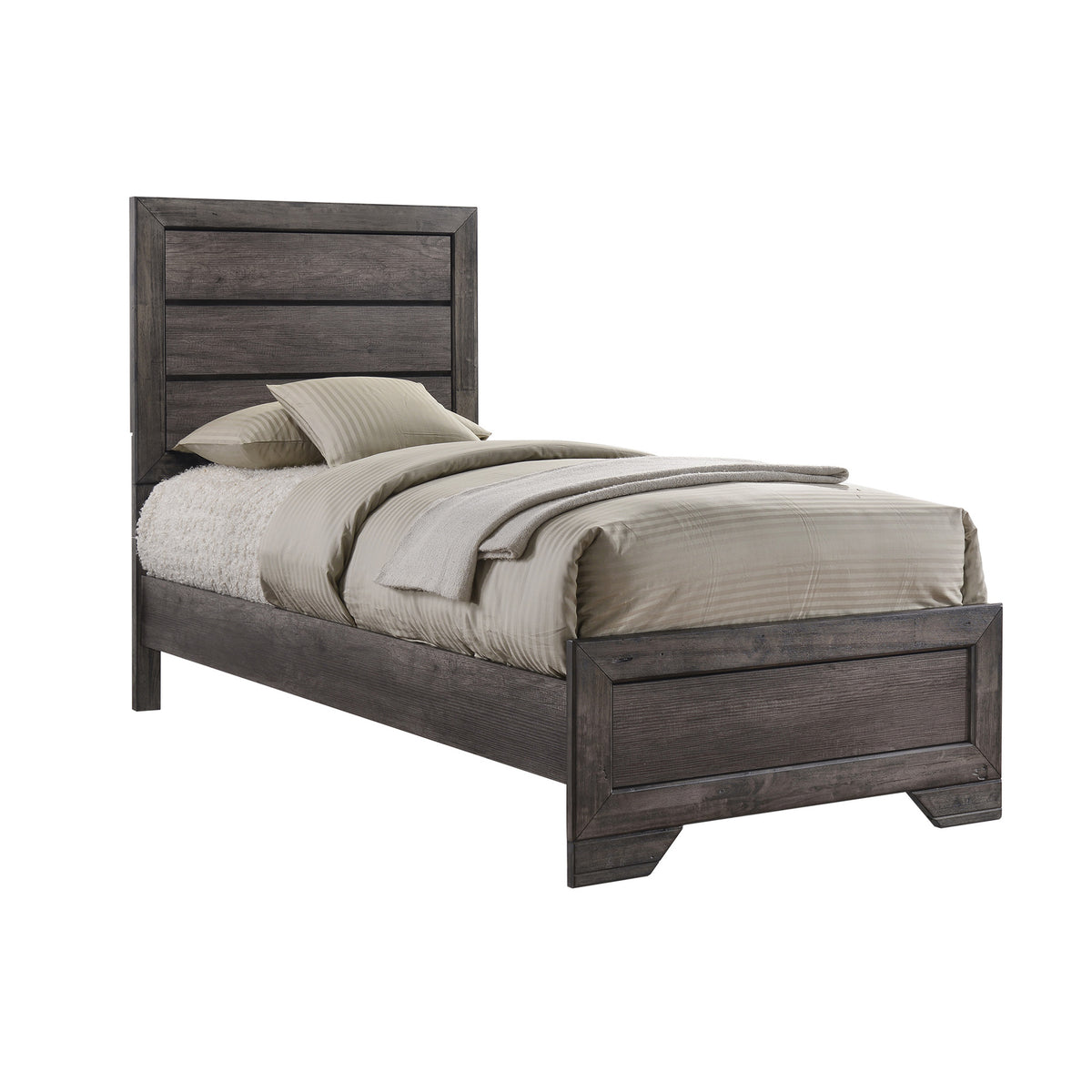 Nathan Rustic Grey 3-Piece Youth Twin Panel Bedroom Set - Ornate Home