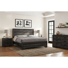 Nathan Rustic Grey 4-Piece Queen Bedroom Set with 2 Nightstands & Dresser - Ornate Home