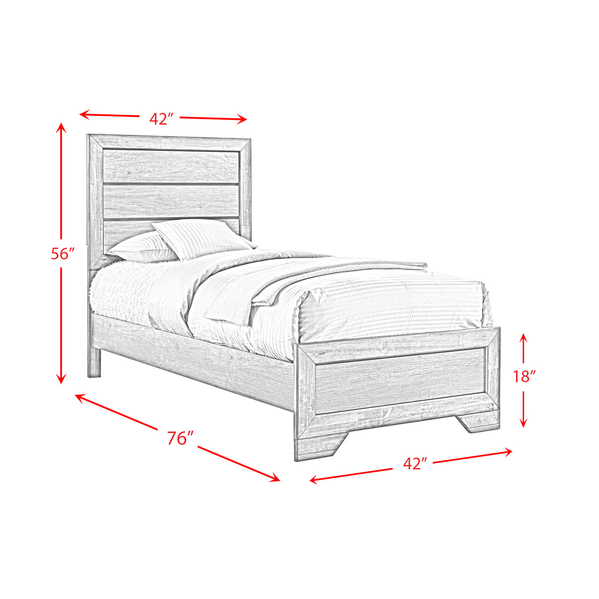 Nathan Rustic Grey 4-Piece Youth Twin Panel Bedroom Set - Ornate Home