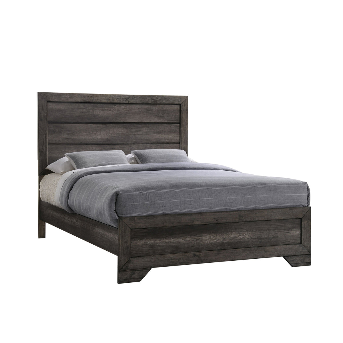 Nathan Rustic Grey 5-Piece Queen Panel Bedroom Set - Ornate Home