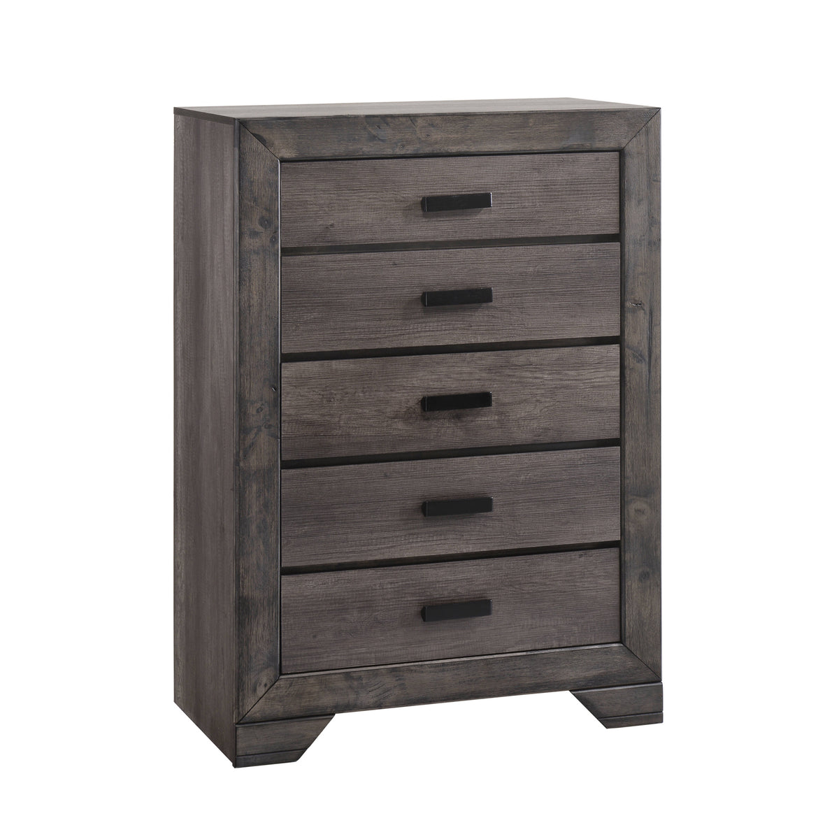 Nathan Rustic Grey 5-Piece Youth Full Panel Bedroom Set - Ornate Home