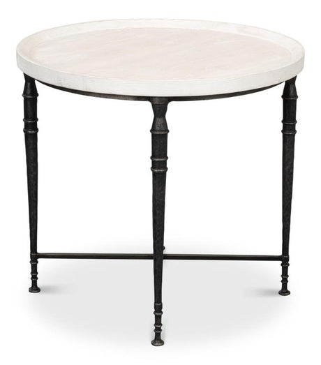 Nathaniel Elegance White Side Table - Ornate Home