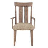 Nathaniel Fabric & Maple Arm Chair , Slatted Back - Ornate Home