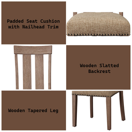 Nathaniel Fabric & Maple Side Chair , Slatted Back - Ornate Home