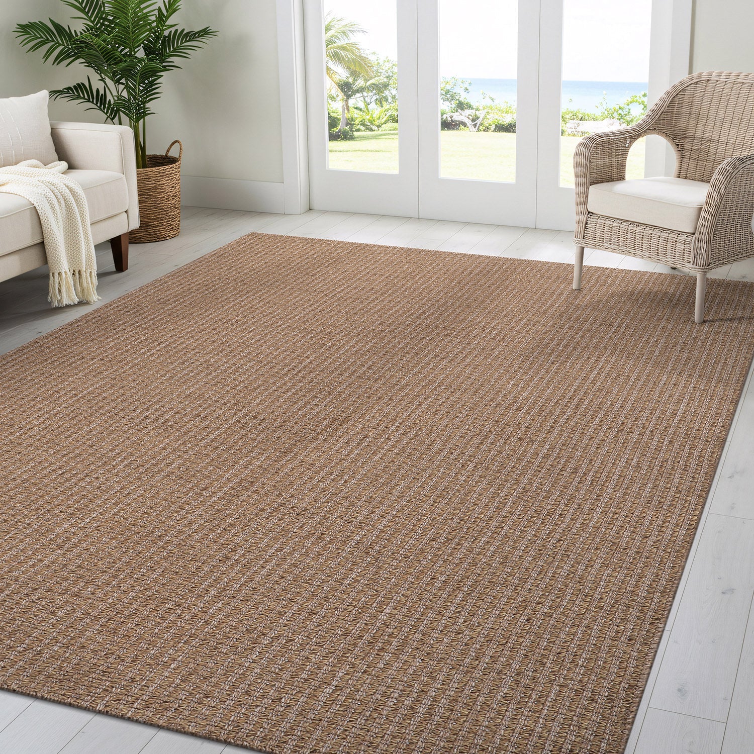 Woolen Natural Jute-Look Area Rug | Classic Earthy Style