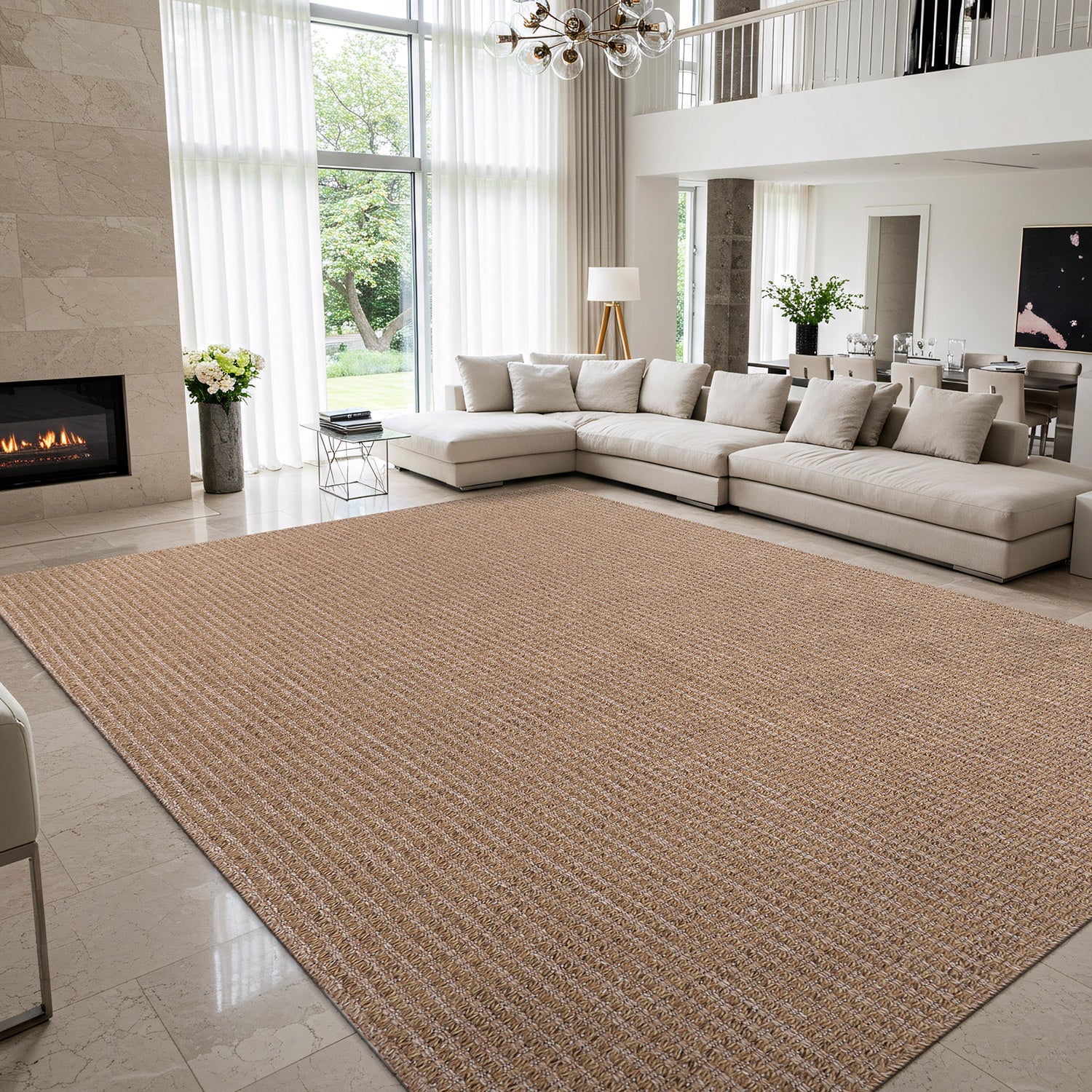 Woolen Natural Jute-Look Area Rug | Classic Earthy Style