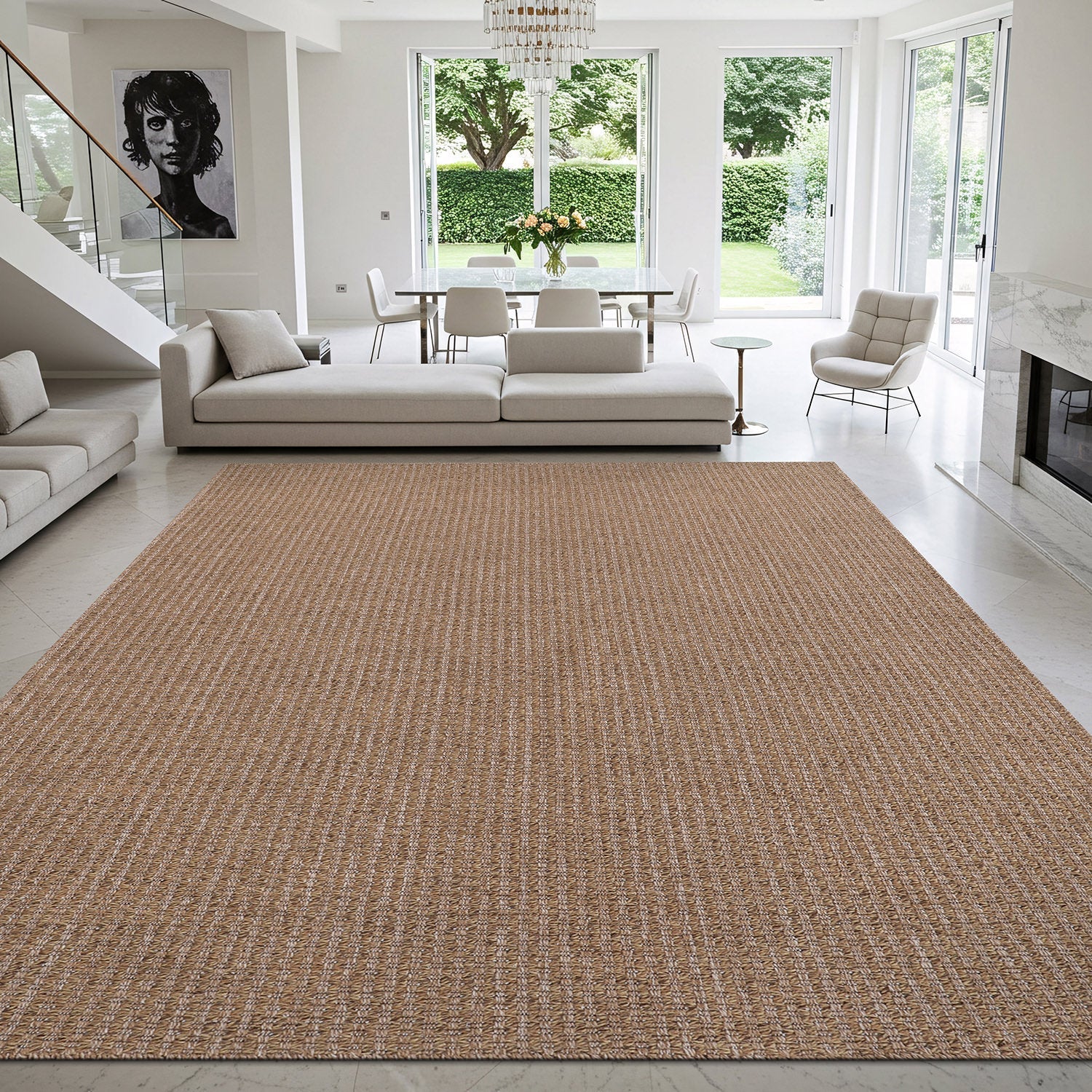 Woolen Natural Jute-Look Area Rug | Classic Earthy Style