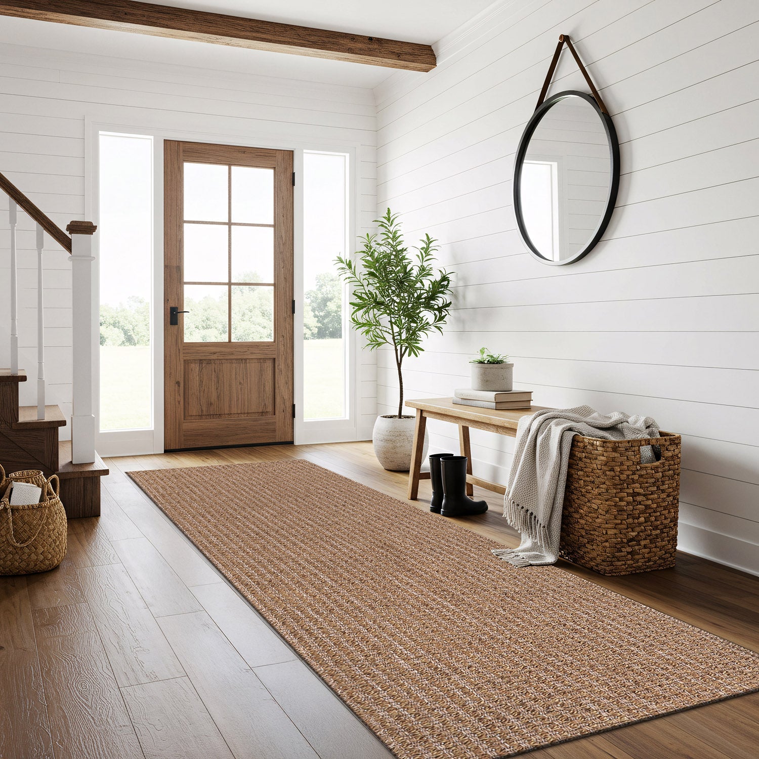 Woolen Natural Jute-Look Area Rug | Classic Earthy Style