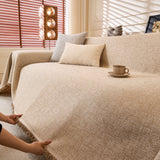 Natural Textured Linen Couch Cover, Breathable & Hypoallergenic Furniture Protector - Ornate Home