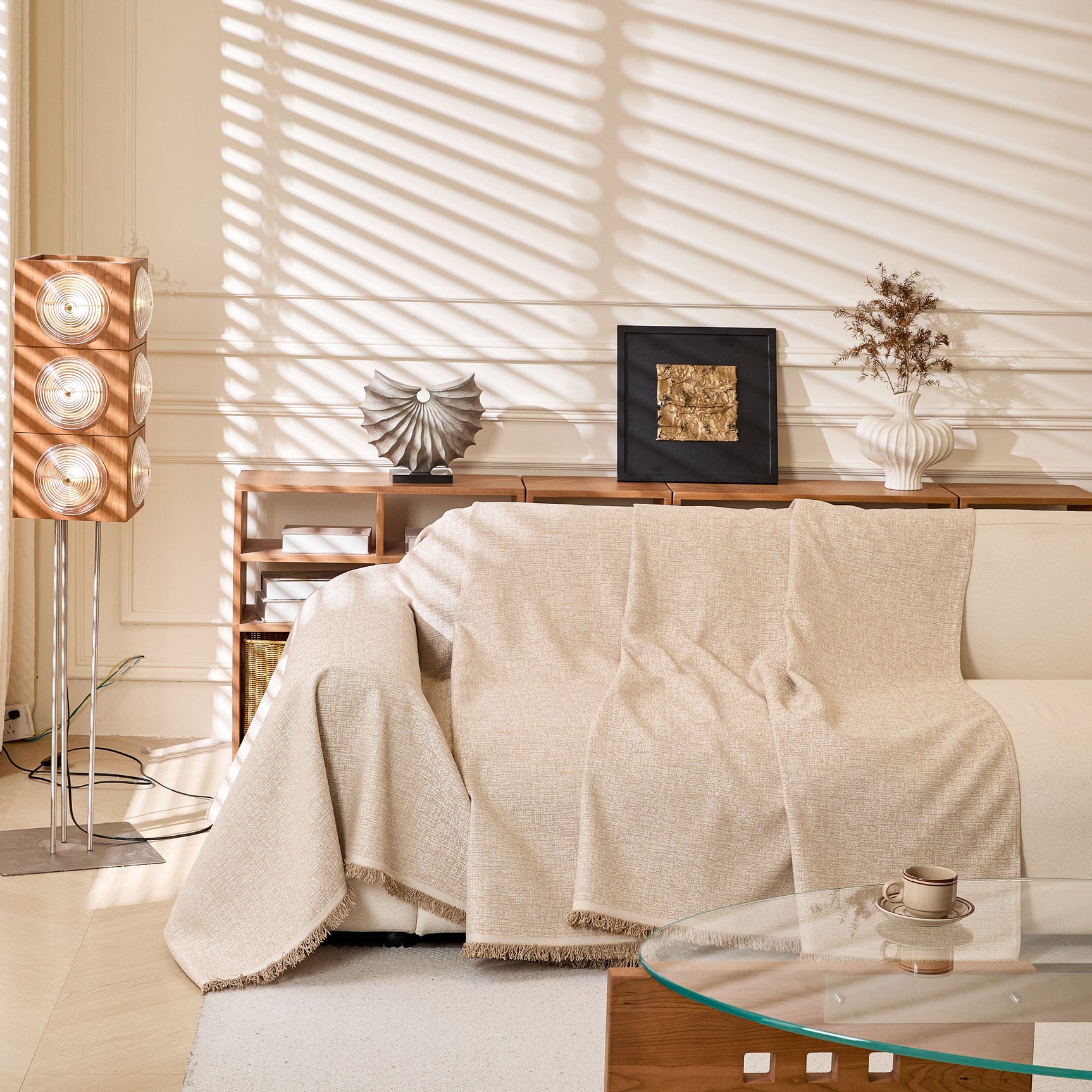 Natural Textured Linen Couch Cover, Breathable & Hypoallergenic Furniture Protector - Ornate Home