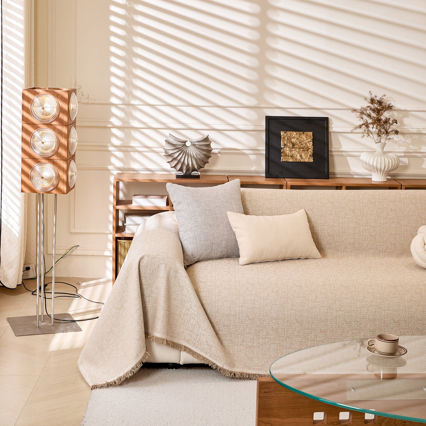 Natural Textured Linen Couch Cover, Breathable & Hypoallergenic Furniture Protector - Ornate Home